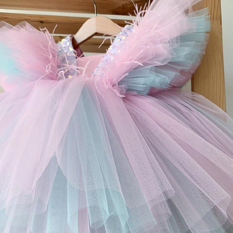 Light Pink Tulle Princess Dress for Toddlers | Kids Flower Girl Party Gown
