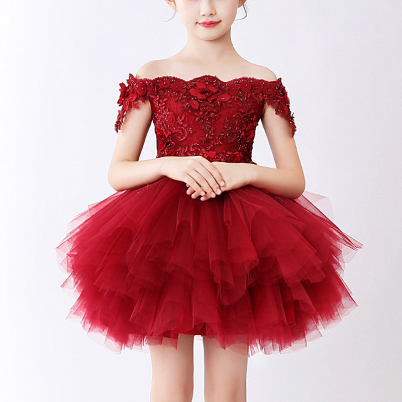 A-Line Off-Shoulder Lace Princess Dress for Girls | Cute Flower Girl & Party Outfit