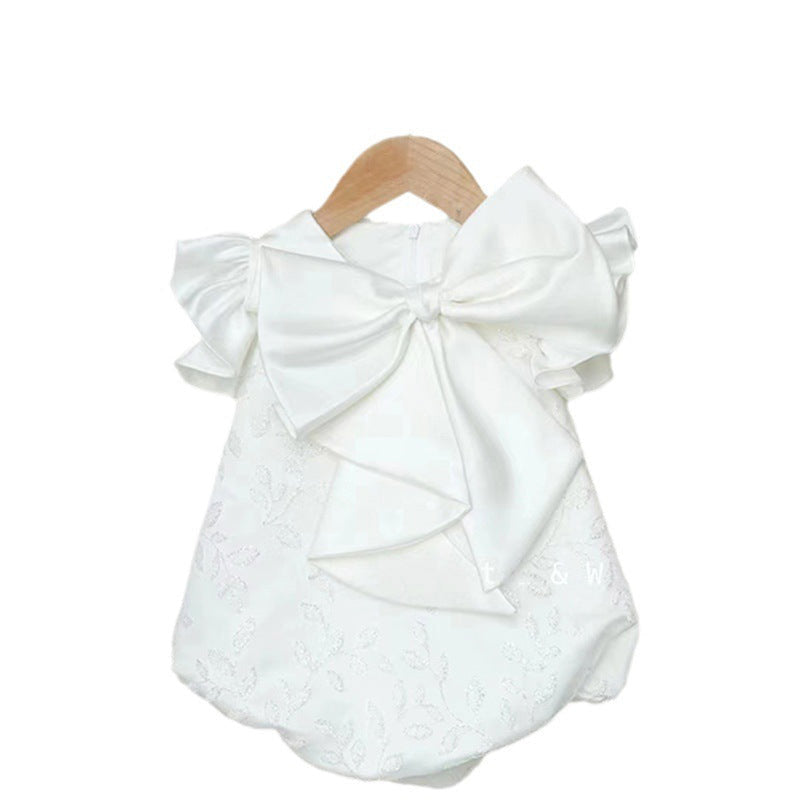 Fluffy Princess Dress for Baby Girls with Bowknot & Embroidery – Cute A-line White Party Dress