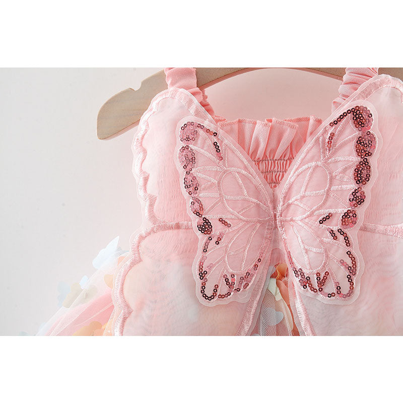 Cute Baby Girl Off Shoulder Floral A-Line Party Dress – Pink Knee Length