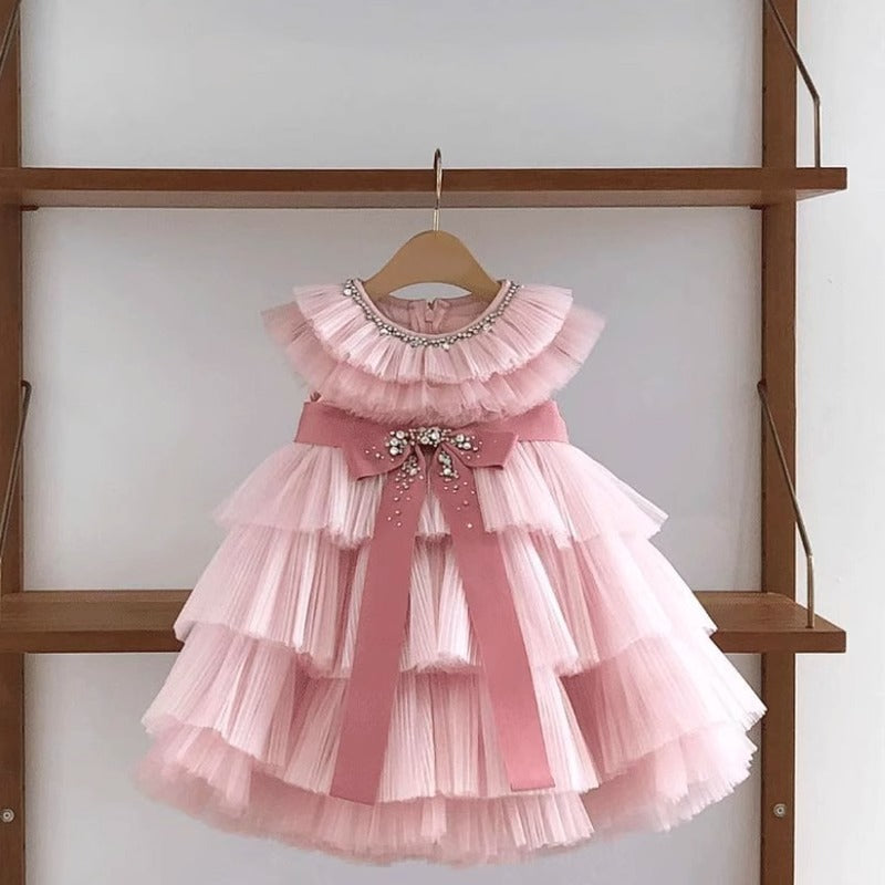 Baby Pink Tulle Bow Birthday Dress – Toddler & Girl Party Wear