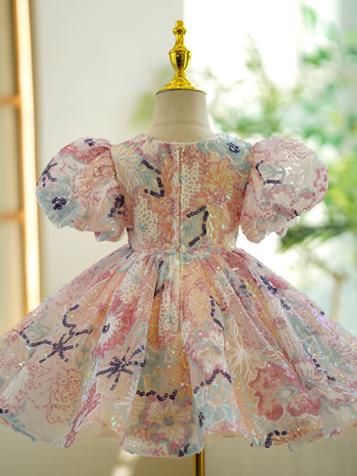 Colorful Sequin Flower Girl Ball Gown for Parties, Weddings & Events