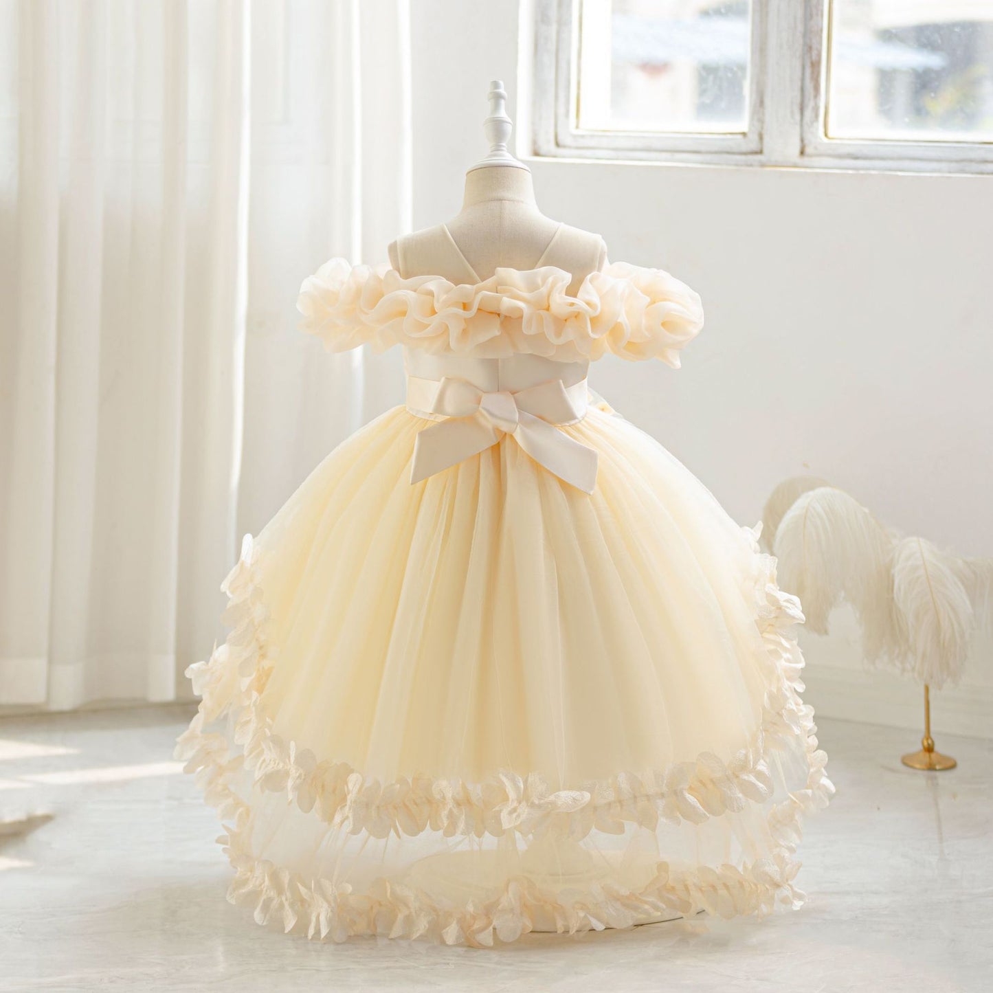 A-Line Tulle Flower Girl & Party Dress for Toddlers – Cute High-Low Maxi Gown