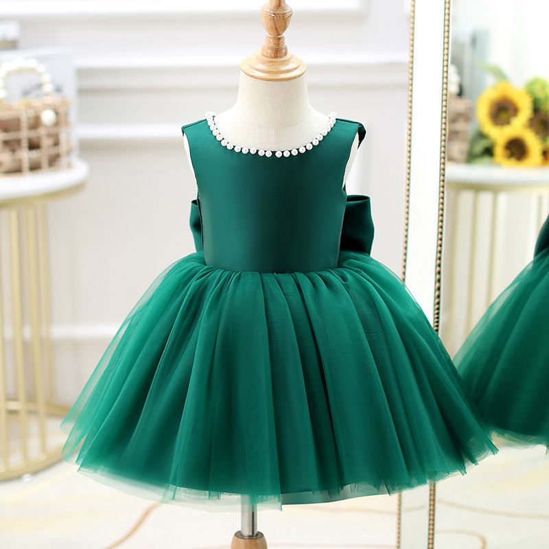 Emerald Green Princess A-Line Dress for Girls - Emerald Green / 5-6 Years (130cm) - Fleur Kids