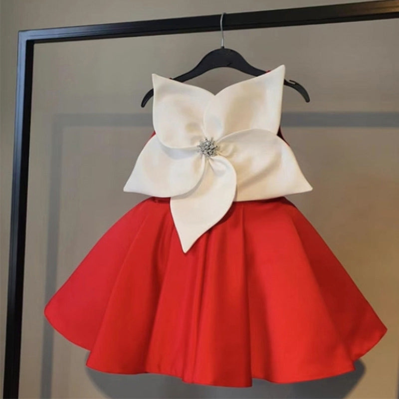 Flower Bow Princess Dress for Girls – Cute A-Line Party & Wedding Outfit