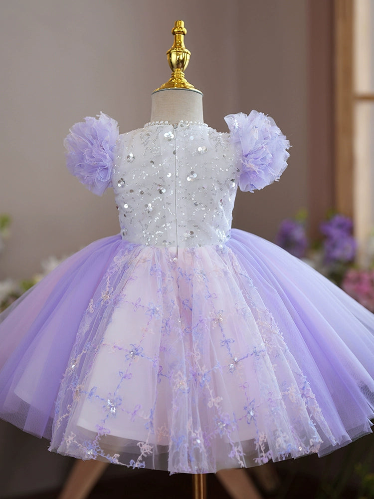 Lavender Tulle Flower Girl Dress – Puffy Ball Gown for Weddings & Parties
