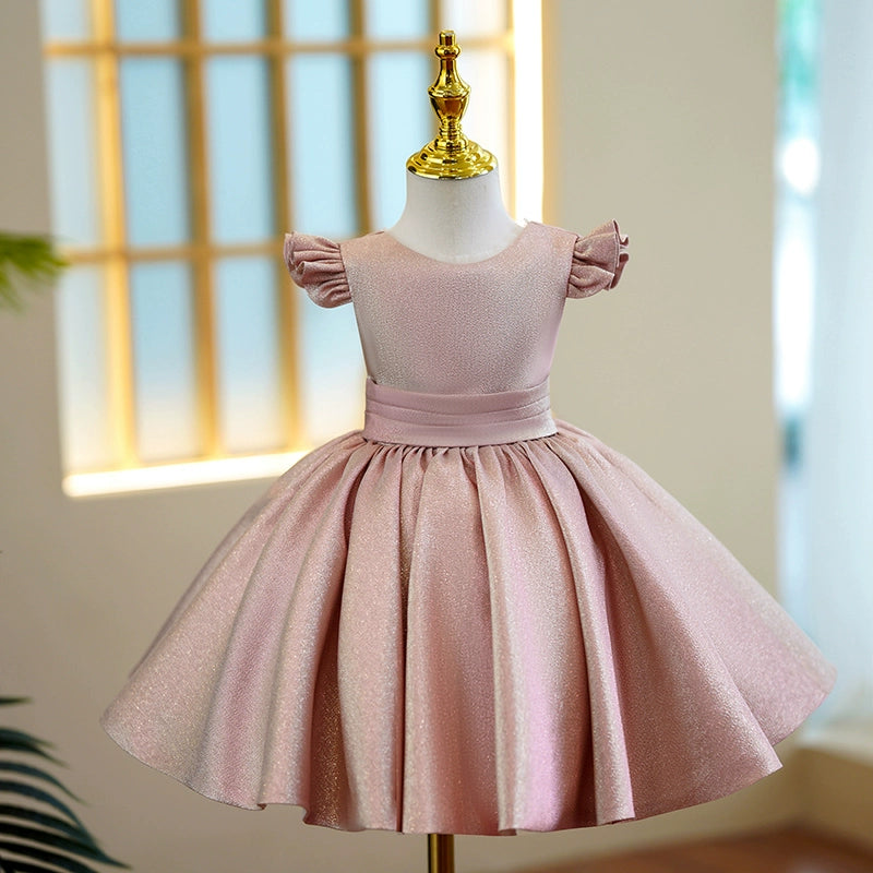 pink fluffy princess dress Princess Fairy Round Neck Puffy Flower Girl Dress in Pink - Pink / 2-3 Years (100cm)