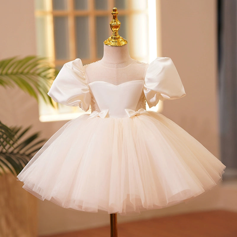 Princess Ball Gown Ivory Tulle Dress with Sequins - Ivory / 9-10 Years (150cm) - Fleur Kids Princess Ball Gown Ivory Tulle Dress with Sequins - Ivory / 9-10 Years (150cm) - Fleur Kids