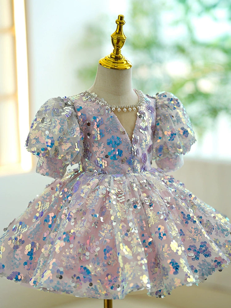 Colorful Princess Ball Gown Sequin Dress for Girls | Fairy Style Party & Flower Girl