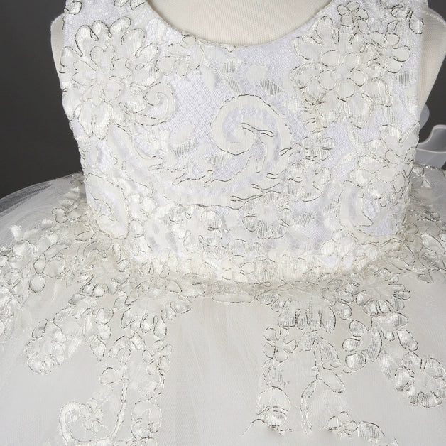 White Puffy Tulle Flower Girl Dress – Princess Style Kids Formal Gown