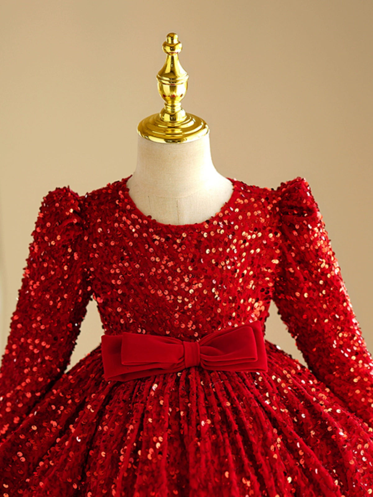 Red Sequin Princess Puffy Dress for Girls – Ball Gown Party & Wedding Gown