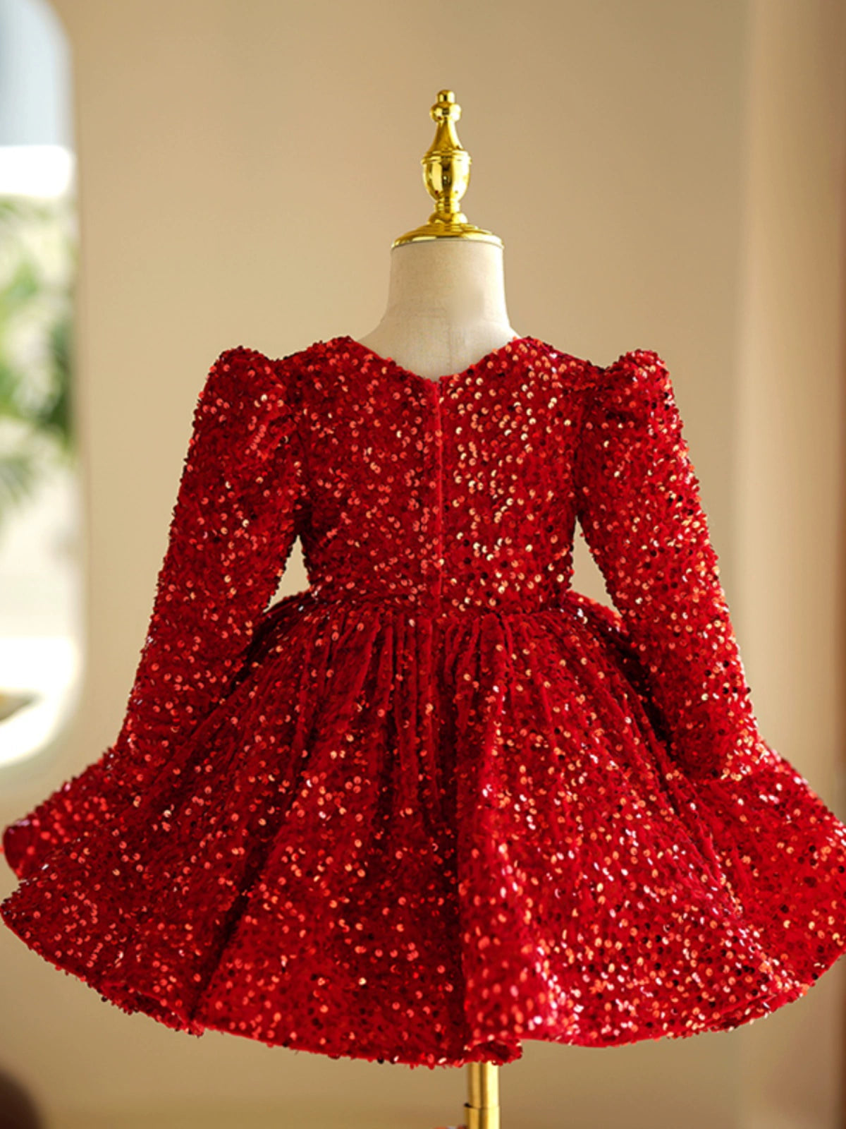 Red Sequin Princess Puffy Dress for Girls – Ball Gown Party & Wedding Gown