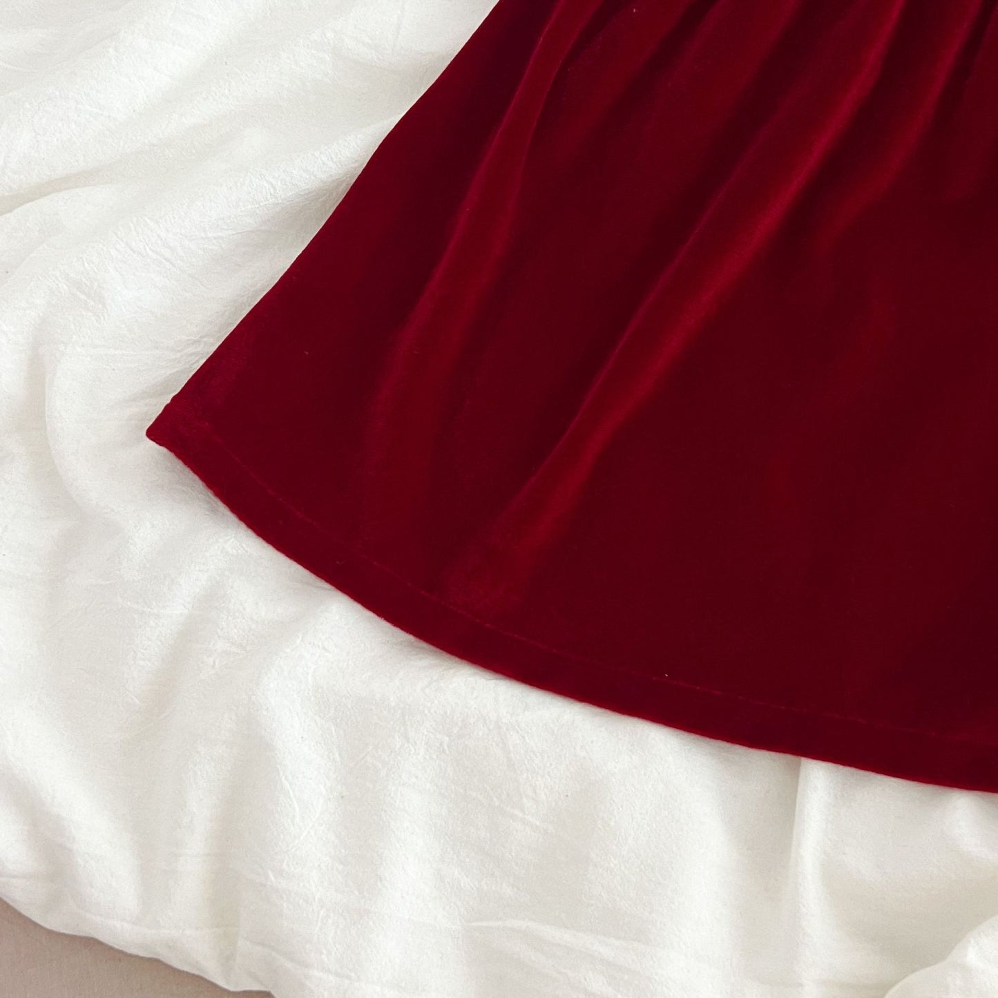 Burgundy Velvet Lace A-Line Dress for Girls | Long Sleeve Princess Party Dress