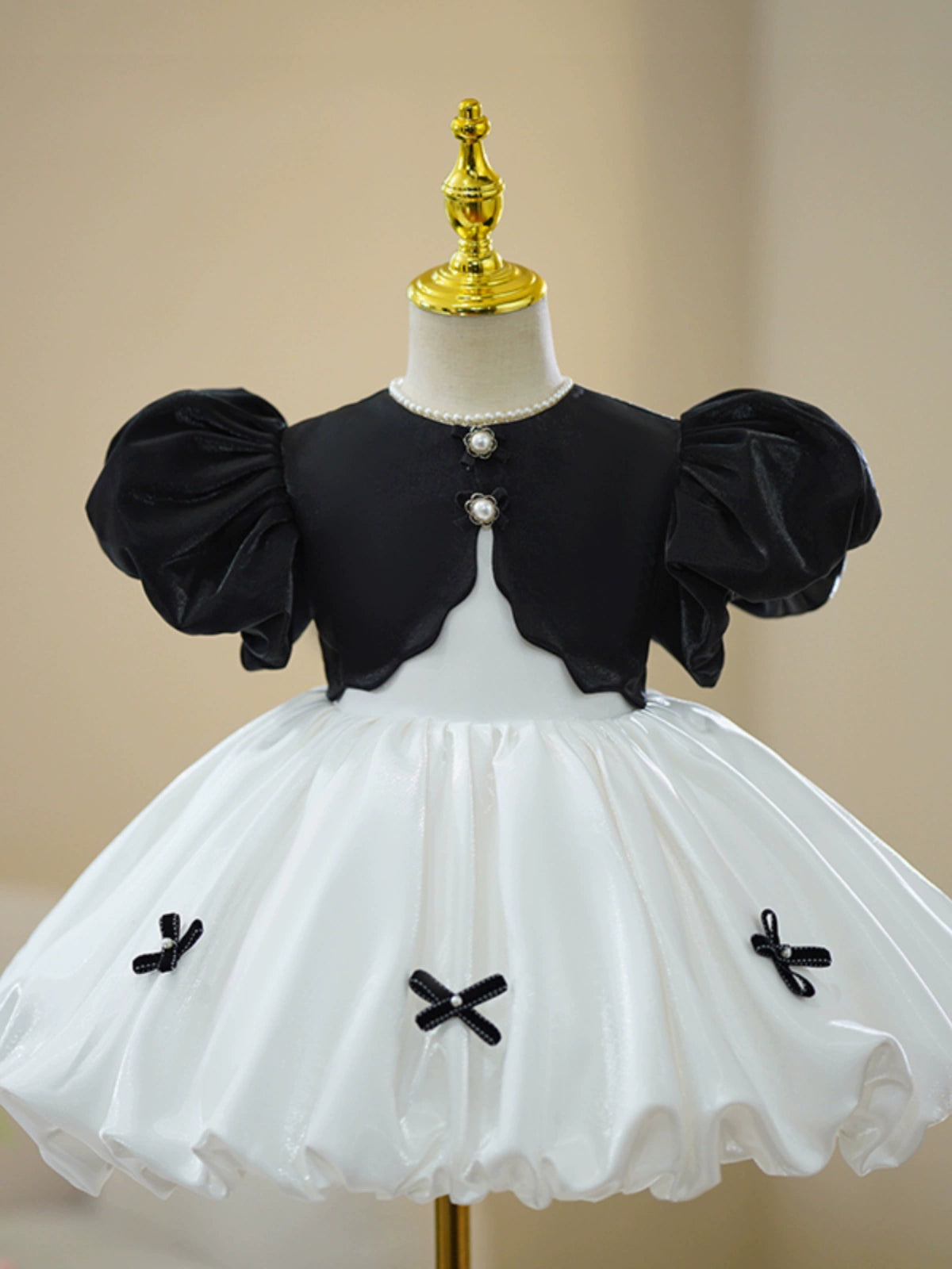 White Organza Puffy Flower Girl Dress | Princess Knee-Length Party Dress for Kids