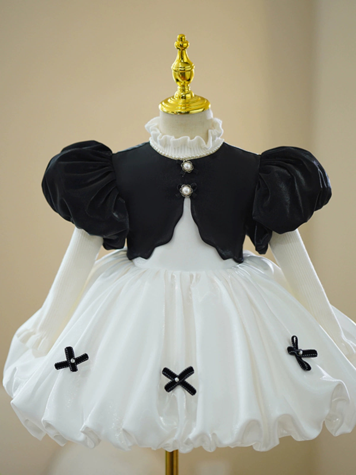 White Organza Puffy Flower Girl Dress | Princess Knee-Length Party Dress for Kids