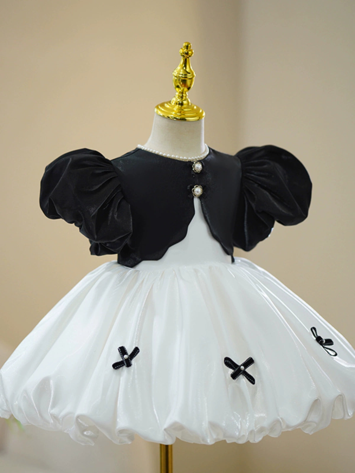 White Organza Puffy Flower Girl Dress | Princess Knee-Length Party Dress for Kids