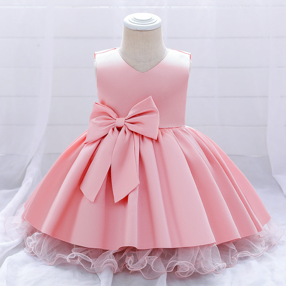 A-line Bowknot Party Dress for Baby Girls – Toddler Wedding & Birthday Outfit