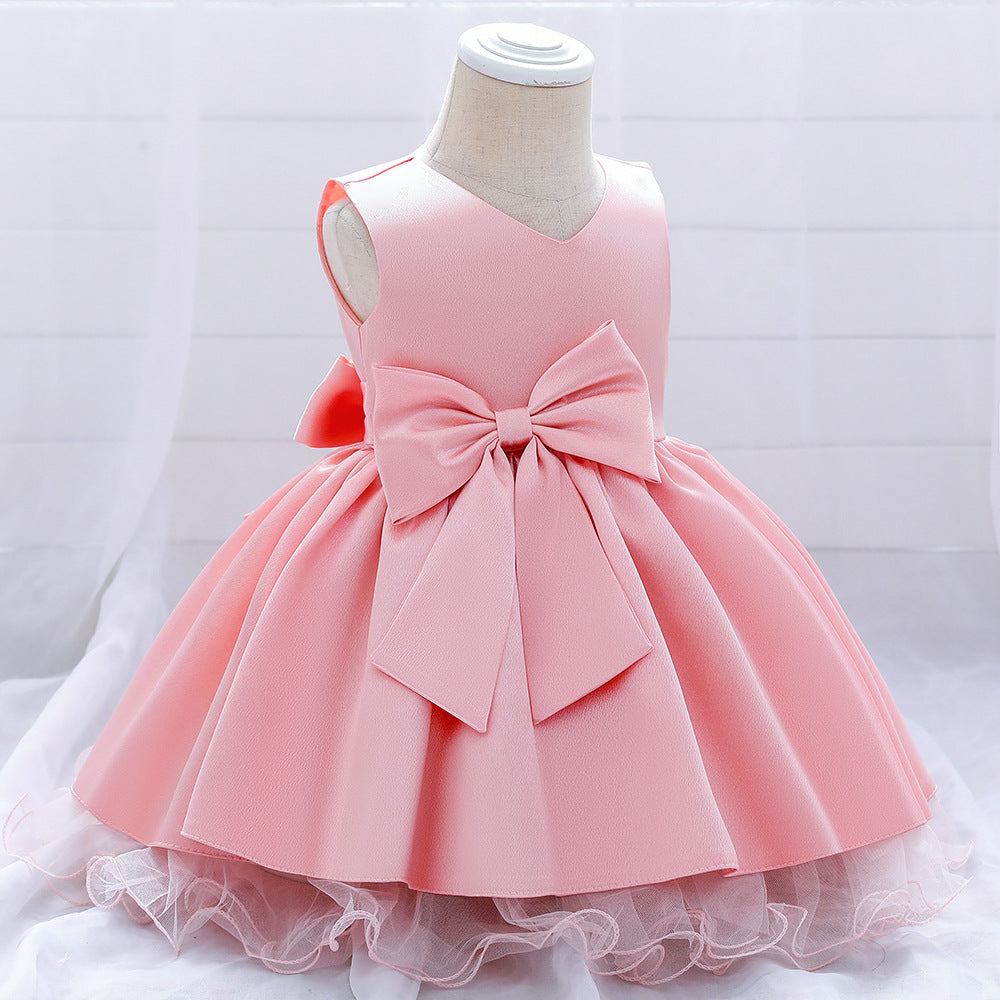 A-line Bowknot Party Dress for Baby Girls – Toddler Wedding & Birthday Outfit