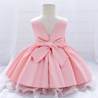 A-line Bowknot Party Dress for Baby Girls – Toddler Wedding & Birthday Outfit