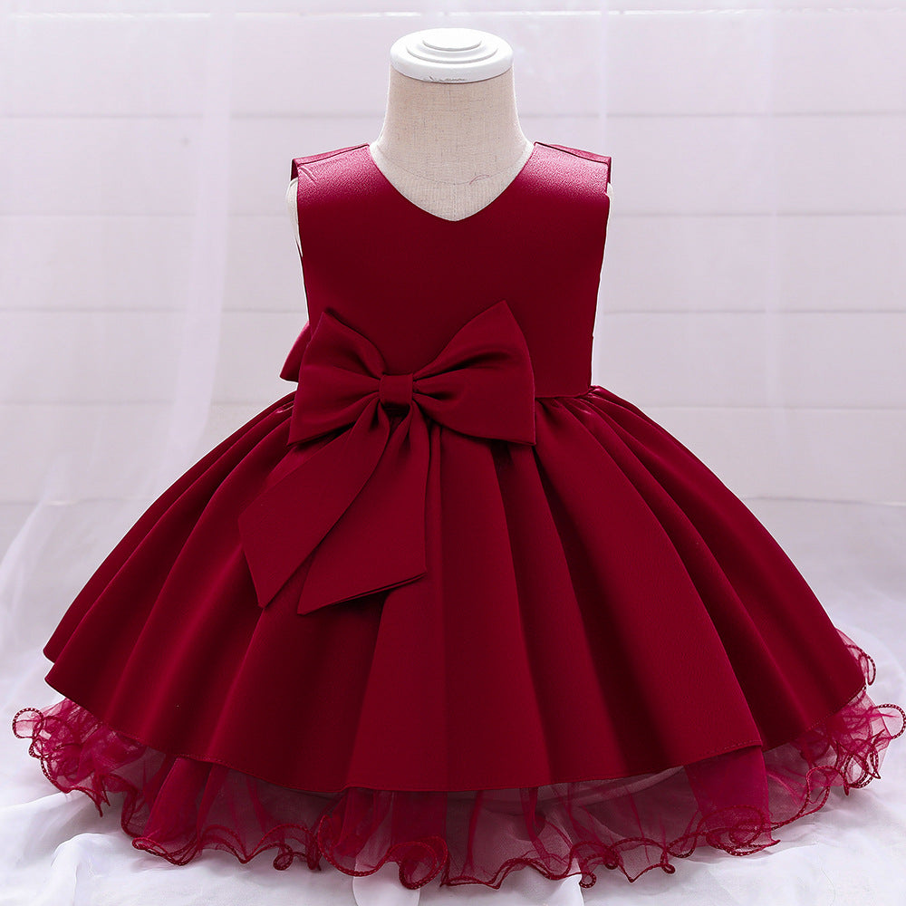 A-line Bowknot Party Dress for Baby Girls – Toddler Wedding & Birthday Outfit