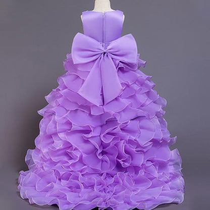 Cute A-Line High-Low Princess Dress with Bow for Girls | Party & Flower Girl