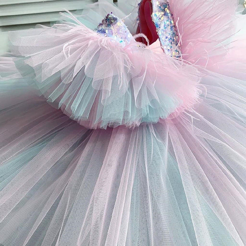 A-Line Light Pink Tulle Princess Dress for Girls - 5-6 Years (130cm) - Fleur Kids A-Line Light Pink Tulle Princess Dress for Girls - 5-6 Years (130cm) - Fleur Kids