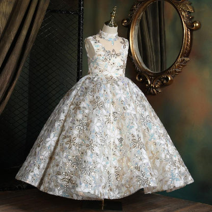 A-Line Sequin Maxi Flower Girl Dress for Parties & Celebrations | 2-12 Years
