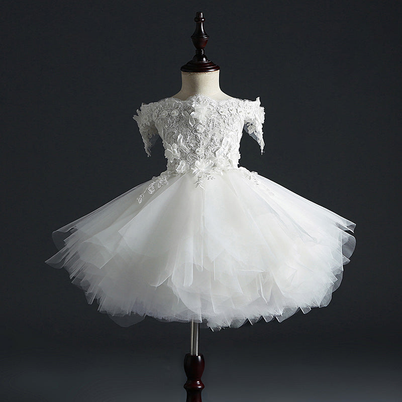 A-Line Off-Shoulder Lace Princess Dress for Girls | Cute Flower Girl & Party Outfit