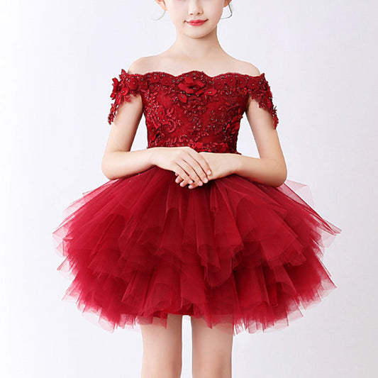 A-Line Off-Shoulder Lace Princess Dress for Girls | Cute Flower Girl & Party Outfit