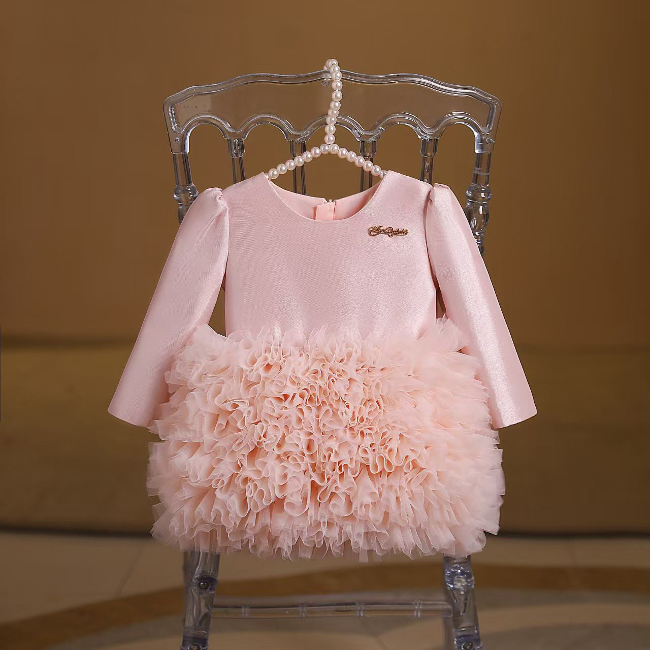 A-Line Tulle Bowknot Dress for Girls – Perfect for Parties & Weddings