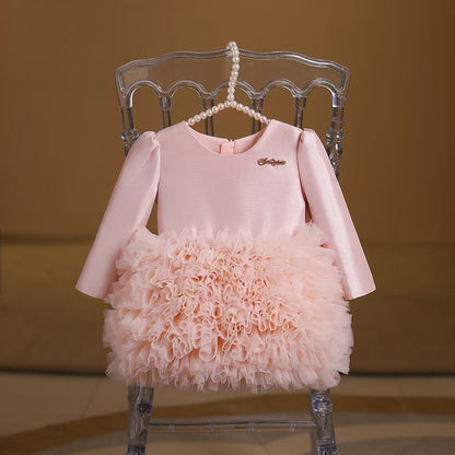 A-Line Tulle Bowknot Dress for Girls – Perfect for Parties & Weddings