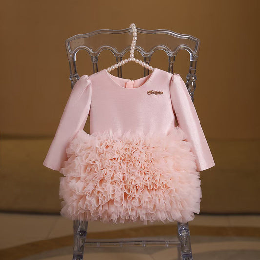 A-Line Tulle Bowknot Dress for Girls – Perfect for Parties & Weddings