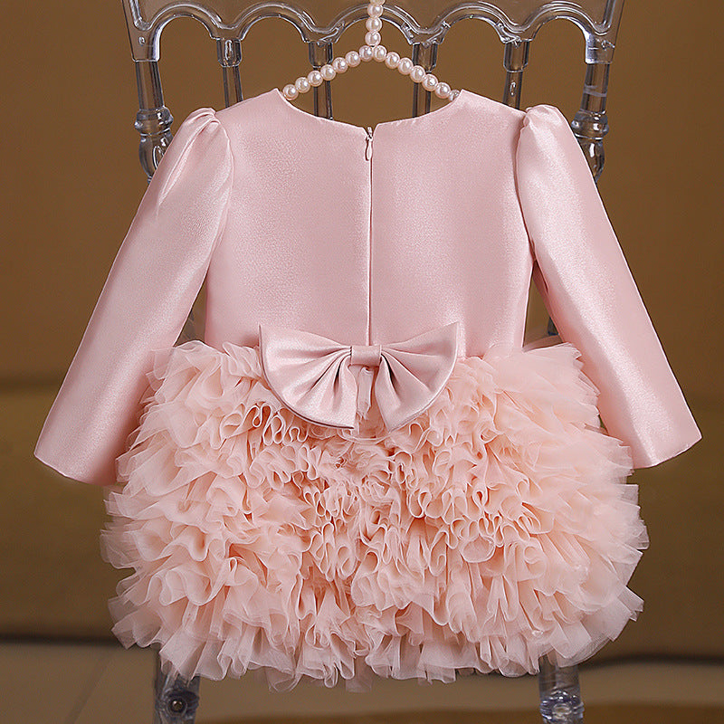 A-Line Tulle Bowknot Dress for Girls – Perfect for Parties & Weddings