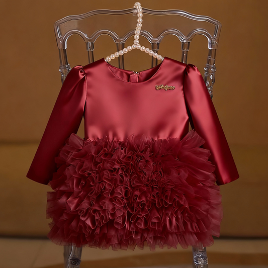 A-Line Tulle Bowknot Dress for Girls – Perfect for Parties & Weddings