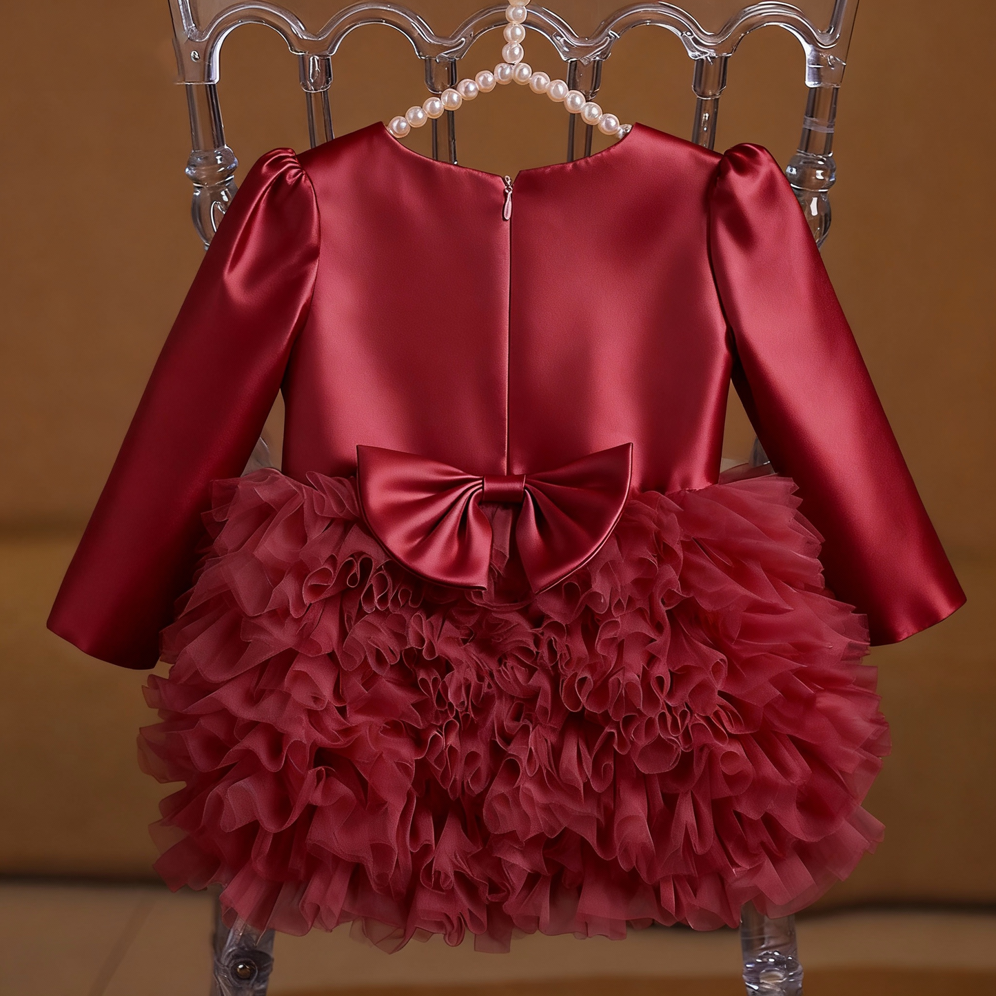 A-Line Tulle Bowknot Dress for Girls – Perfect for Parties & Weddings