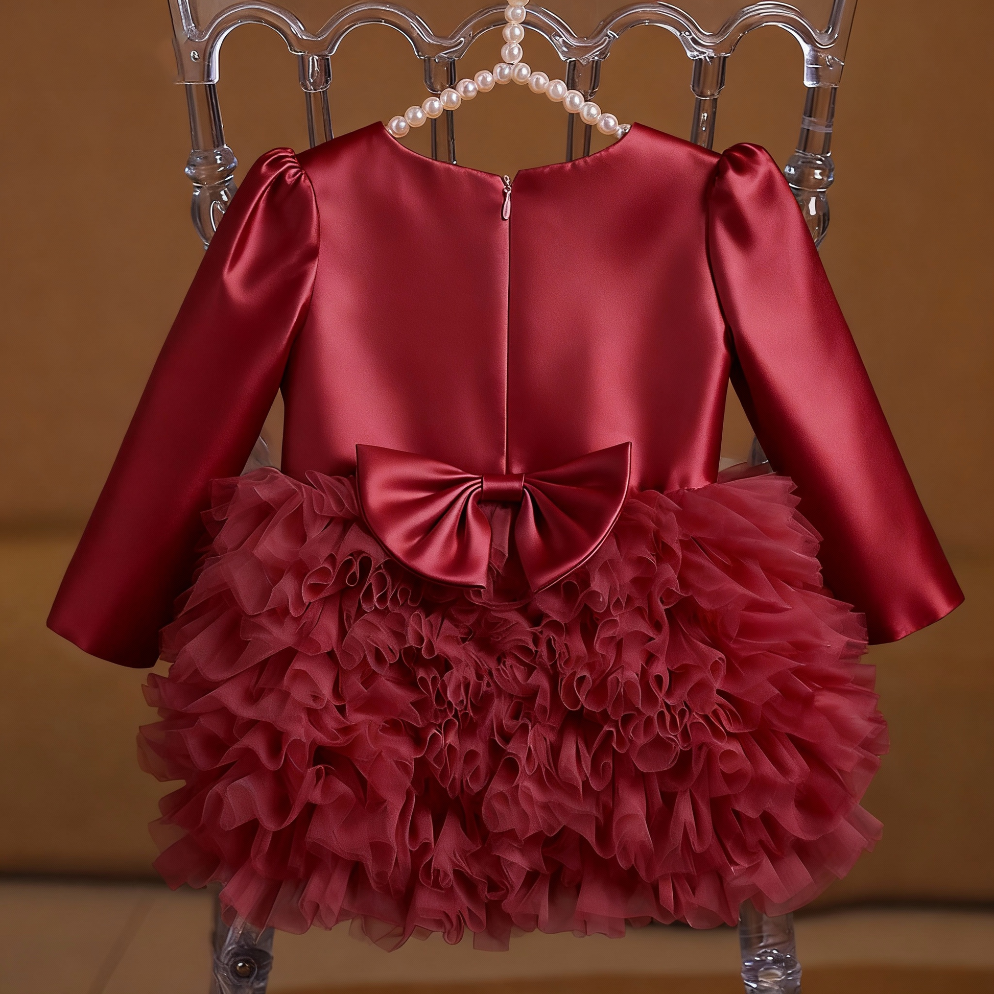 A-Line Tulle Bowknot Dress for Girls – Perfect for Parties & Weddings