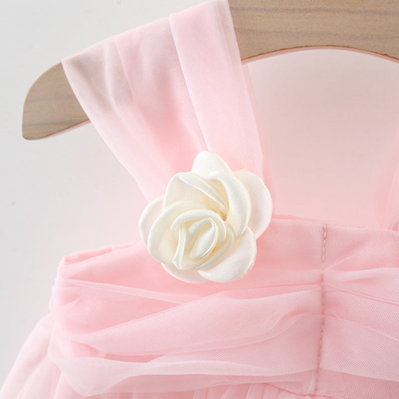 A-Line Tulle Baby Girl Dress with Flowers | Cute Toddler Party Outfit