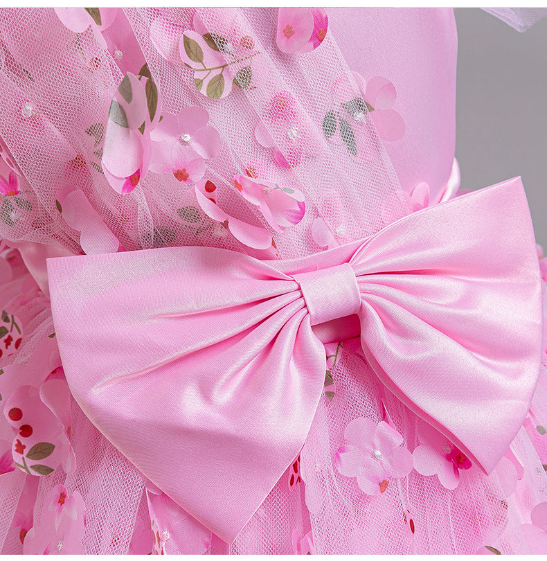 A-Line Tulle Flower Girl Dress for Toddler Girls | V-Neck Princess Party Dress with Bowknot