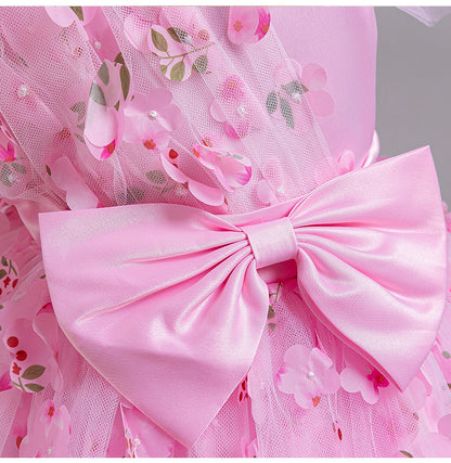 A-Line Tulle Flower Girl Dress for Toddler Girls | V-Neck Princess Party Dress with Bowknot