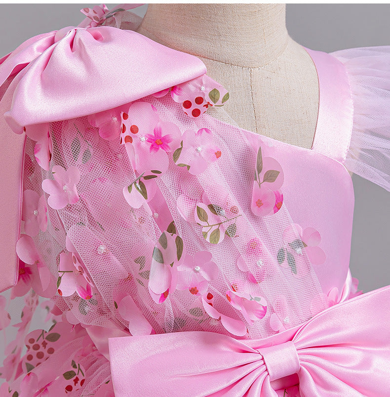 A-Line Tulle Flower Girl Dress for Toddler Girls | V-Neck Princess Party Dress with Bowknot