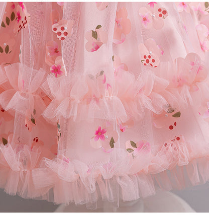 A-Line Tulle Flower Girl Dress for Toddler Girls | V-Neck Princess Party Dress with Bowknot