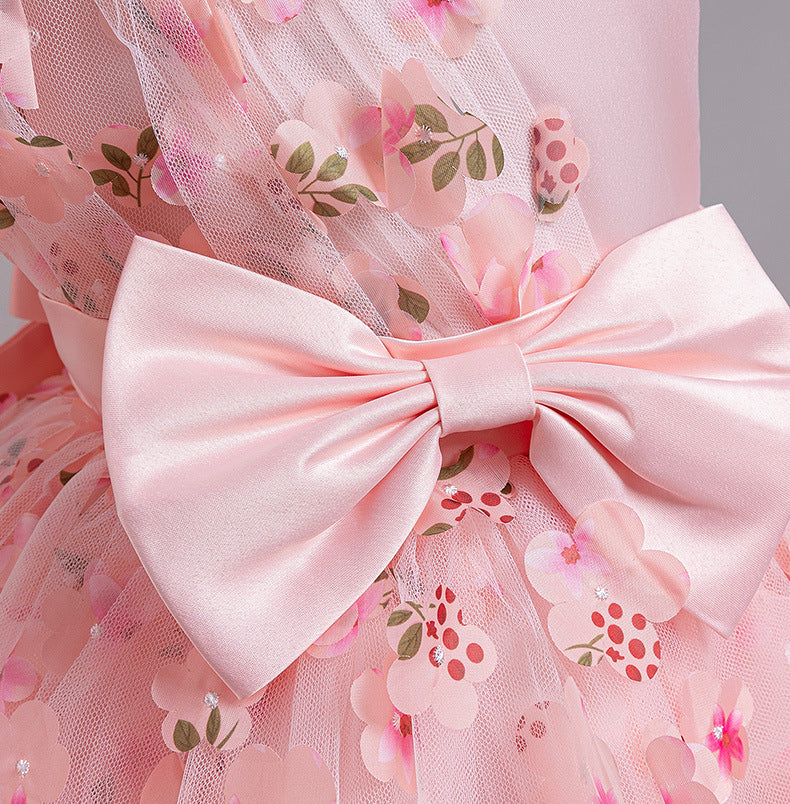 A-Line Tulle Flower Girl Dress for Toddler Girls | V-Neck Princess Party Dress with Bowknot