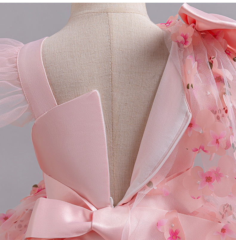 A-Line Tulle Flower Girl Dress for Toddler Girls | V-Neck Princess Party Dress with Bowknot