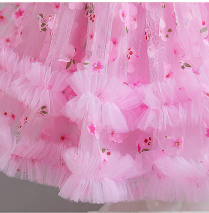 A-Line Tulle Flower Girl Dress for Toddler Girls | V-Neck Princess Party Dress with Bowknot