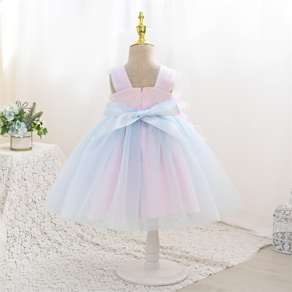 Cute A-Line Tulle Flower Girl Dress with Floral Details - Light Pink Party Dress for Kids