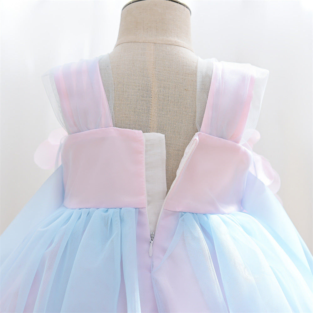 Cute A-Line Tulle Flower Girl Dress with Floral Details - Light Pink Party Dress for Kids