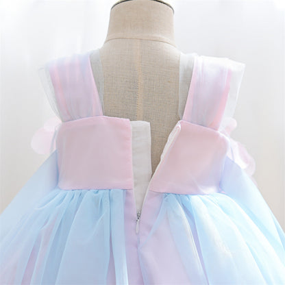 Cute A-Line Tulle Flower Girl Dress with Floral Details - Light Pink Party Dress for Kids