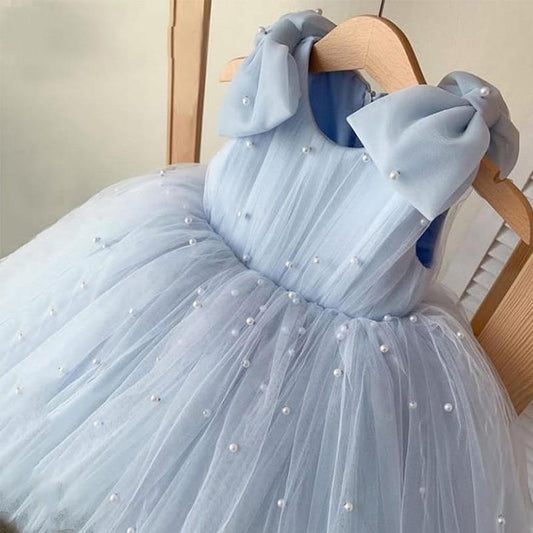 A-Line Tulle Bowknot Princess Dress for Girls – Party & Flower Girl