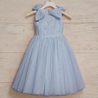 A-Line Tulle Bowknot Princess Dress for Girls – Party & Flower Girl