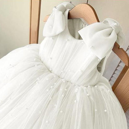 A-Line Tulle Bowknot Princess Dress for Girls – Party & Flower Girl
